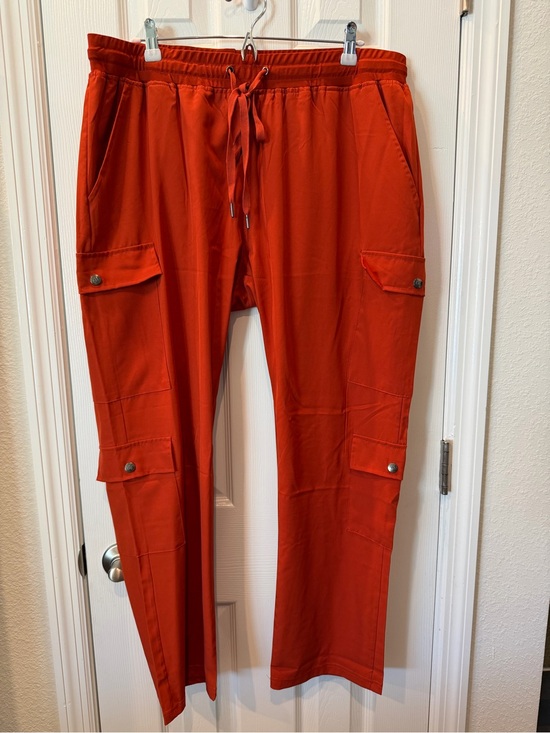 Pants - Women's Cargo scrub Pants with Drawstring Waist - Orange
